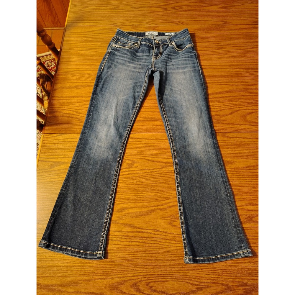 Daytrip Virgo Bootcut Jeans Womens 26R Medium Wash Rhinestone DBK3707 Blue - Picture 3 of 12